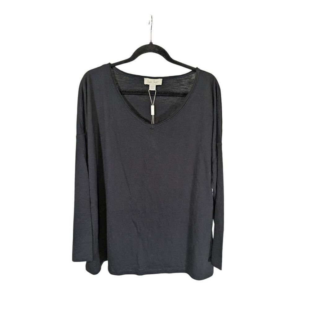 NWT Charlie Paige Soft Long Sleeve Lightweight Tie Sleeve Black Sweater Size XL